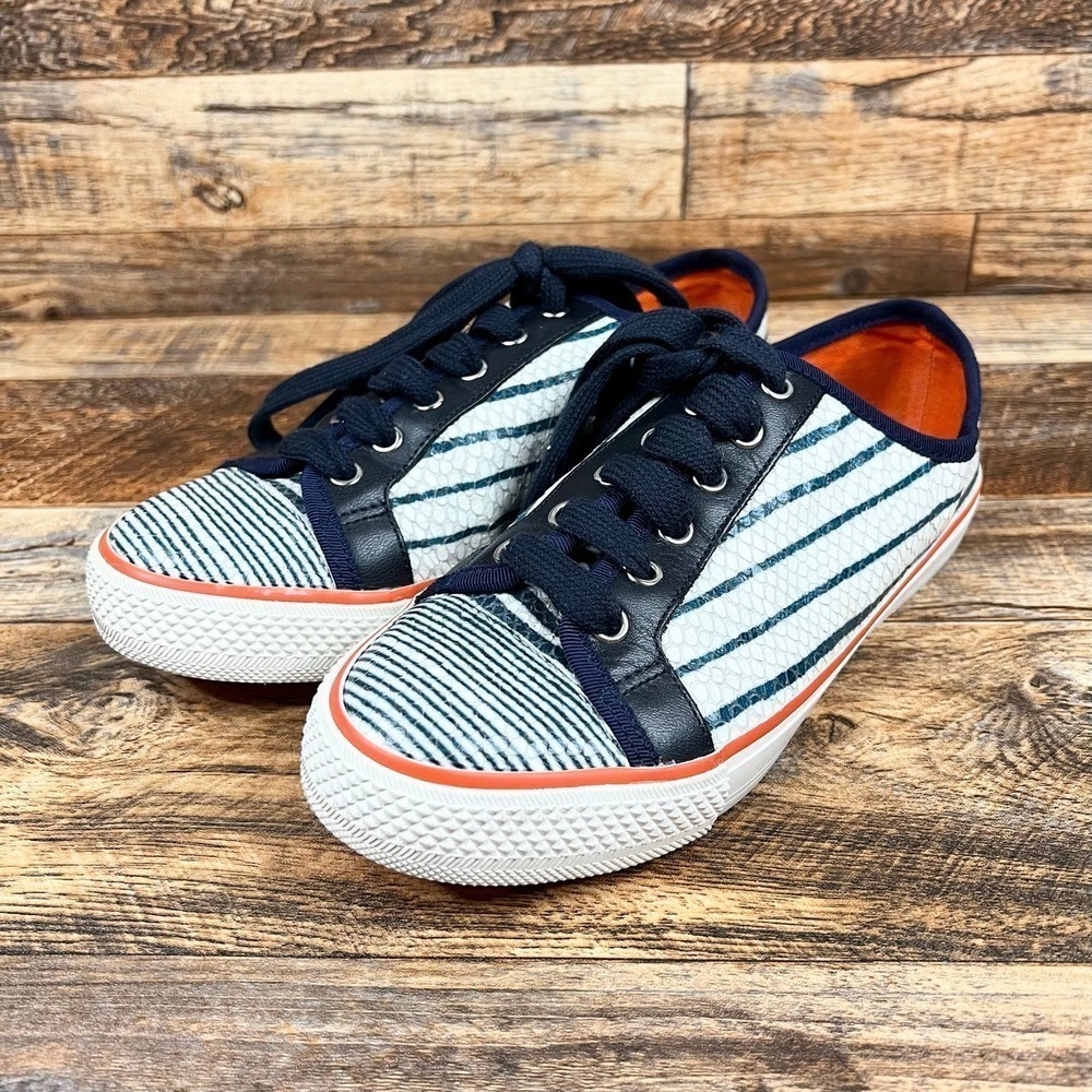 Tory Burch Blue Nautical Stripe Sneakers